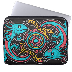 Capa Para Notebook Padrão tribal mitologia boho Xolotl Axolote Asteca