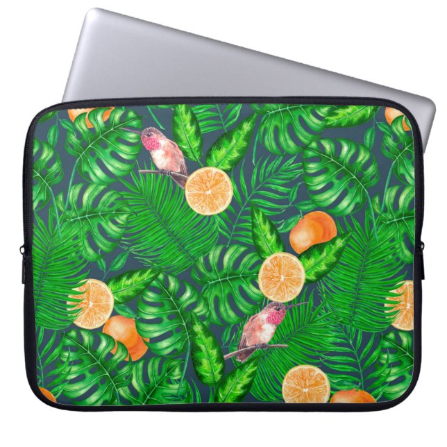Capa Para Notebook Padrão tropical, beija-flores (Frente)