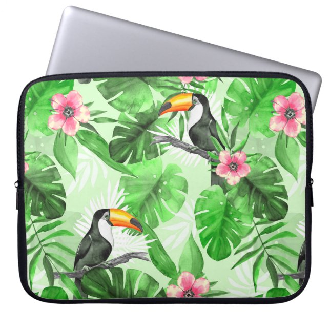 Capa Para Notebook Padrão tropical com tucano (Frente)