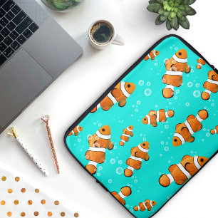Capa Para Notebook Padrão Tropical de Palhaço e Bolhas