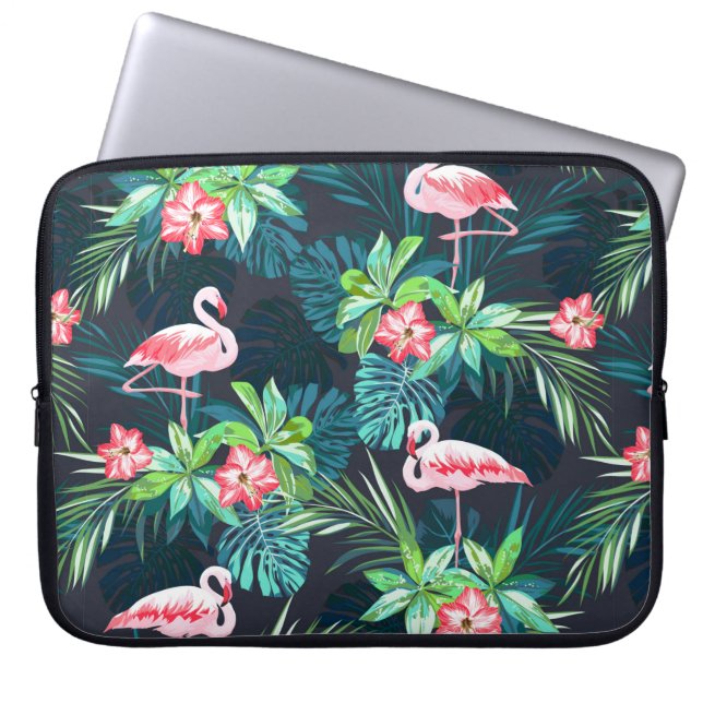 Capa Para Notebook Padrão tropical de verão sem costura com flamingo  (Frente)