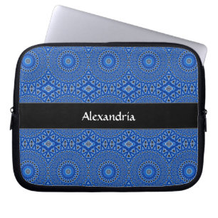 Capa Para Notebook Padrão Tropical Monogramado Azul Real