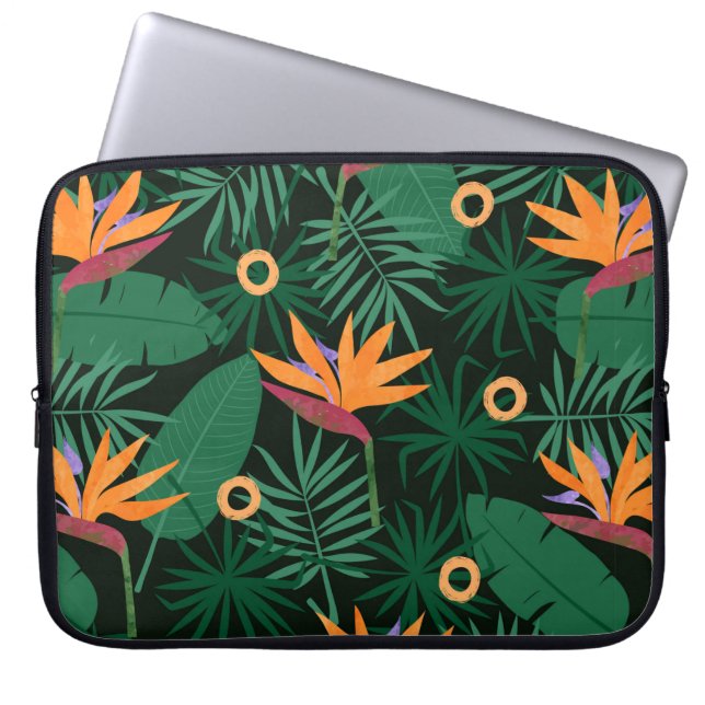 Capa Para Notebook Padrão trópico sem costura com flores estrelitais  (Frente)