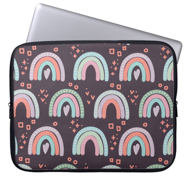 Capa Para Notebook  padrão uniforme com arco-íris e clipe de gotas de (Frente)