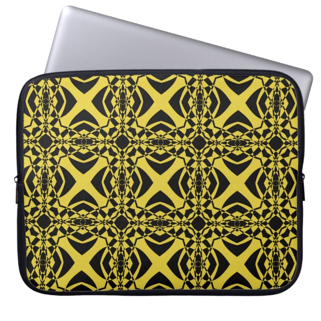 Capa Para Notebook Padrão uniforme de abstrato, preto e dourado (Frente)