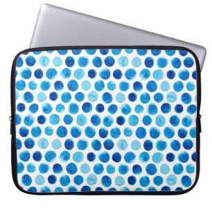 Capa Para Notebook Padrão uniforme de aquarela com bolinhas azuis