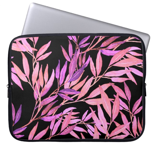 Capa Para Notebook Padrão uniforme de aquarela com folhas. Bright su (Frente)