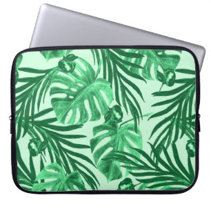 Capa Para Notebook Padrão uniforme de aquarela com folhas tropicais