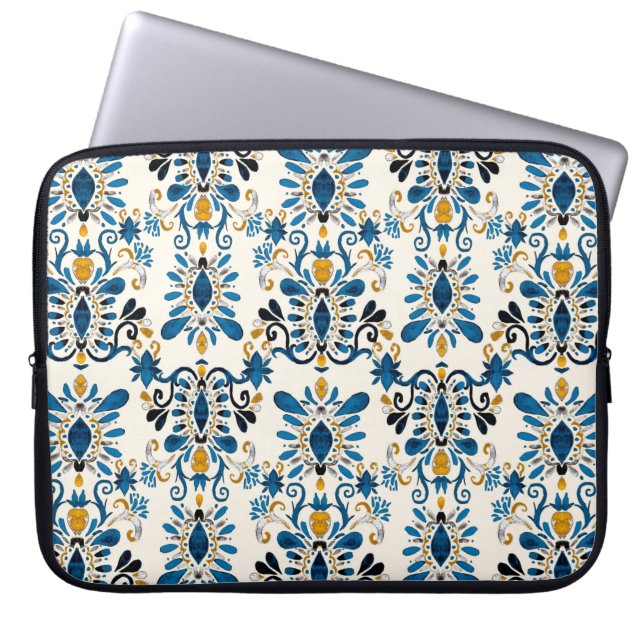 Capa Para Notebook Padrão uniforme de aquarela com ikat. Tie dye wat (Frente)