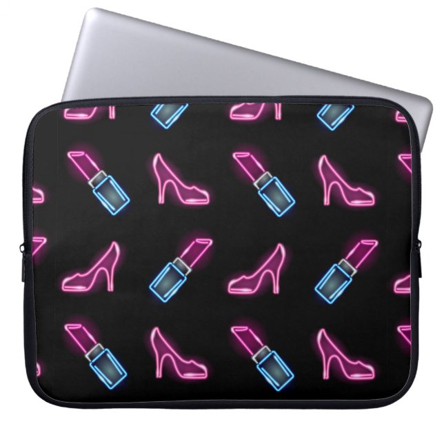Capa Para Notebook Padrão uniforme de moda com ícones de néon de lips (Frente)