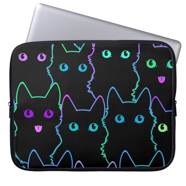 Capa Para Notebook padrão uniforme de silhouettespattern de gato fofo (Frente)