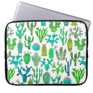 Capa Para Notebook Padrão uniforme do cacto de aquarela. Cactos backg