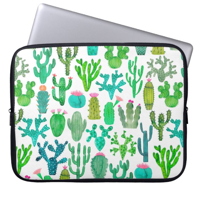 Capa Para Notebook Padrão uniforme do cacto de aquarela. Cactos backg (Frente)