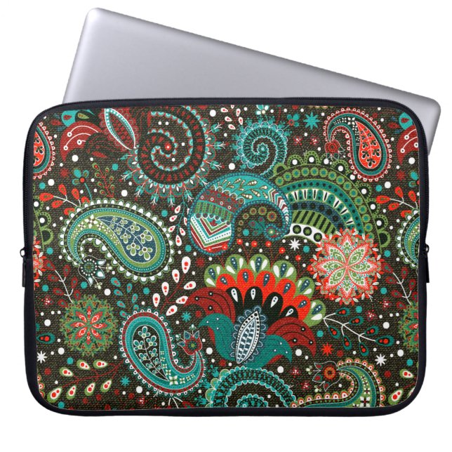 Capa Para Notebook Padrão uniforme floral com elementos paisley (Frente)