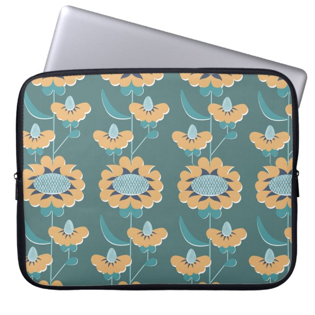 Capa Para Notebook padrão uniforme floral do estilo retro abstrato. f (Frente)