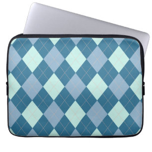 Capa Para Notebook Padrão Vintage Argyle Azul