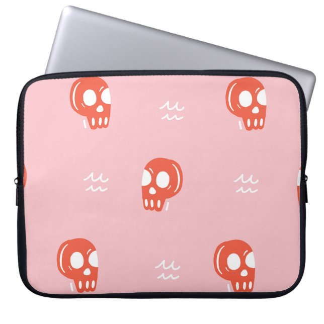 Capa Para Notebook Padrão Vintage Red Skull Head (Frente)