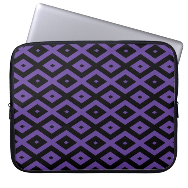 Capa Para Notebook Padrão violeta e diamante preto (Frente)