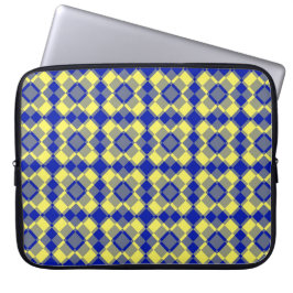 Capa Para Notebook Padrão Xadrez Argyle Azul Amarelo