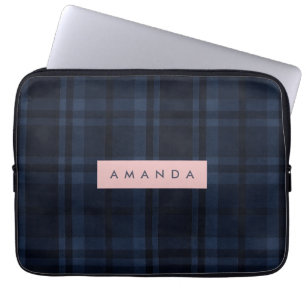 Capa Para Notebook Padrão Xadrez Azul Marinho Clássico Personalizado