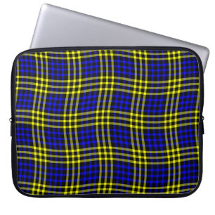 Capa Para Notebook Padrão xadrez contínuo em xadrez azul e amarelo