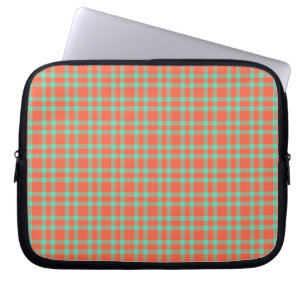 Capa Para Notebook Padrão Xadrez Coral Aquamarine