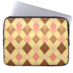 Capa Para Notebook Padrão Xadrez Escocês Argyle Marrom Rosa Quente