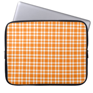 Capa Para Notebook Padrão Xadrez Laranja Branco