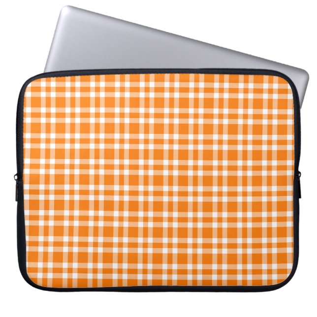 Capa Para Notebook Padrão Xadrez Laranja Branco (Frente)
