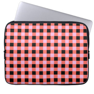 Capa Para Notebook Padrão Xadrez Preto e Rosa