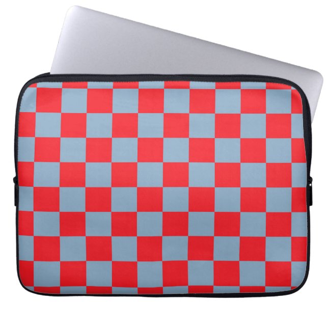 Capa Para Notebook Padrão Xadrez Vichy Xadrez Vermelho Azul (Frente)