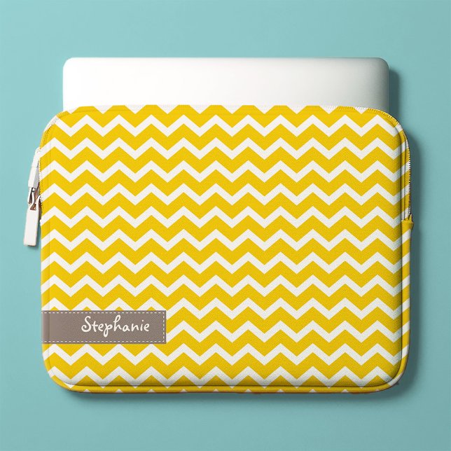 Capa Para Notebook Padrão Yellow Zig Chevrons (Criador carregado)