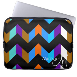 Capa Para Notebook Padrão Ziguezague de Chevron Colorido com Monogram
