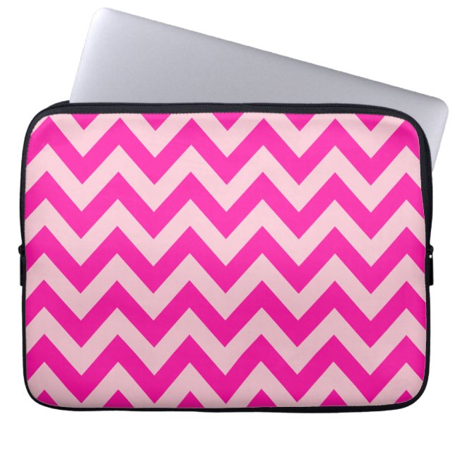 Capa Para Notebook Padrão Zigzag Chevron Rosa Quente (Frente)