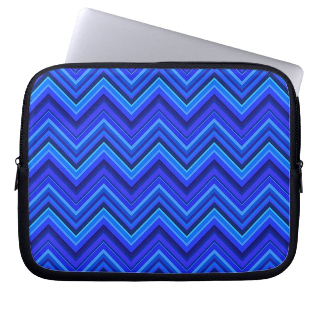 Capa Para Notebook Padrão zigzag de faixas azuis (Frente)
