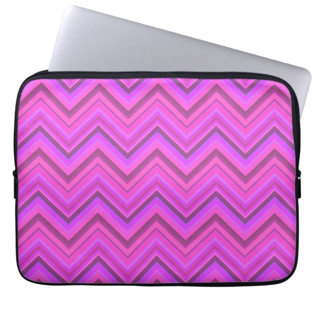 Capa Para Notebook Padrão zigzag de listras rosa (Frente)