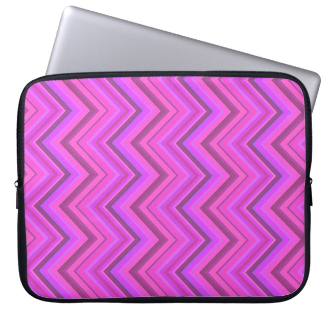 Capa Para Notebook Padrão zigzag de listras rosa (Frente)