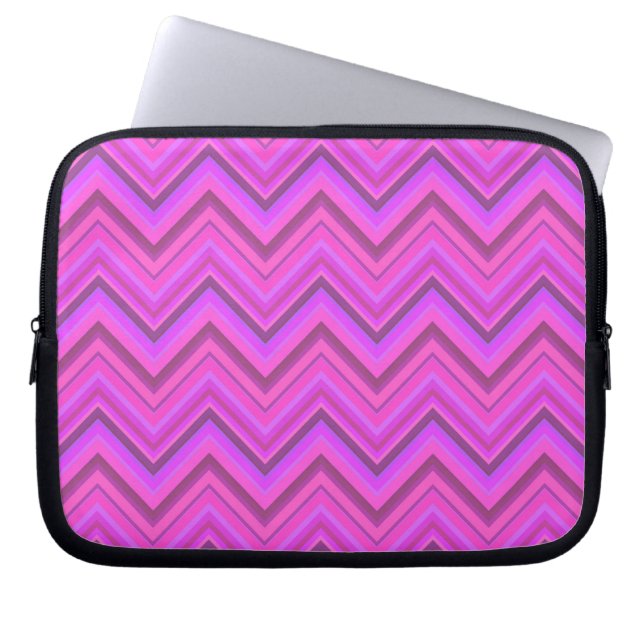 Capa Para Notebook Padrão zigzag de listras rosa (Frente)