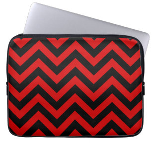 Capa Para Notebook Padrão ZigZag vermelho, preto Grande Chevron