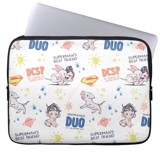 Capa Para Notebook Padrões Baby Krypto e Superman (Frente)