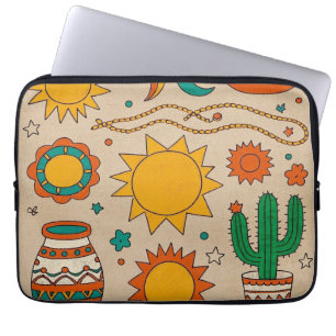 Capa Para Notebook Padrões Boêmicos Leis desenhados à mão, luas