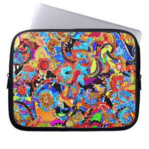Capa Para Notebook Padrões bonitos e coloridos de flores artísticas