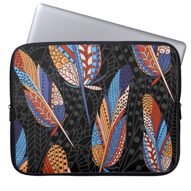 Capa Para Notebook Padrões Coloridos De Penas Sem Olhos. (Frente)