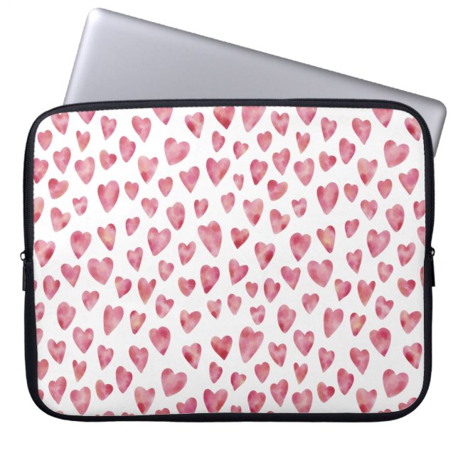 Capa Para Notebook Padrões de Coração de Amor por Aquarela Cor-de-Cob (Frente)