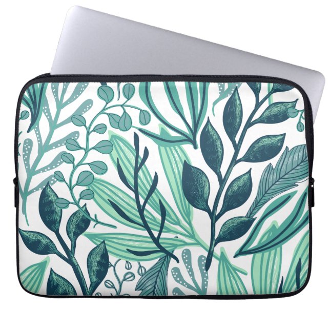 Capa Para Notebook Padrões de folhas azuis tropicais do outono (Frente)