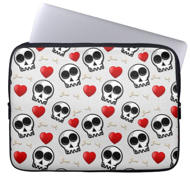 Capa Para Notebook Padrões de Halloween para crânios e corações verme (Frente)