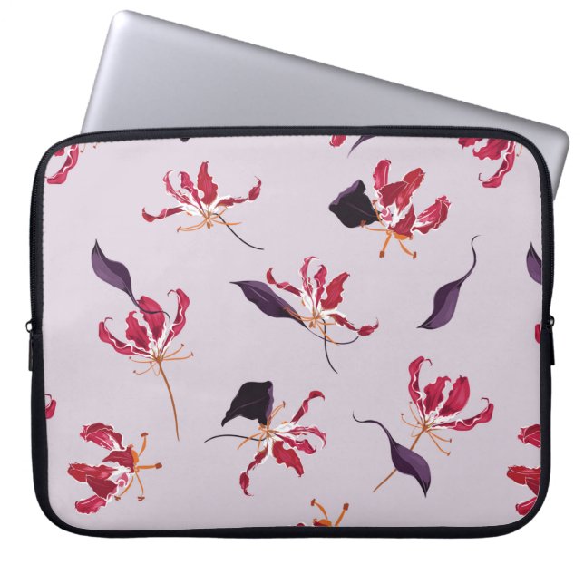 Capa Para Notebook Padrões de ilustração desenhados com as mãos lírio (Frente)