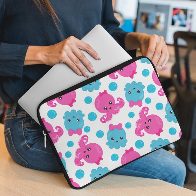 Capa Para Notebook Padrões de Octopus, Octopus Cute, Animais do Mar (Criador carregado)