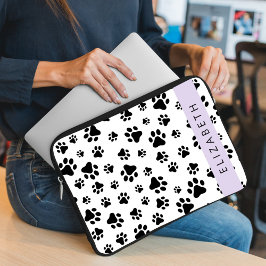 Capa Para Notebook Padrões de pata, patas de cão, preto e branco, seu