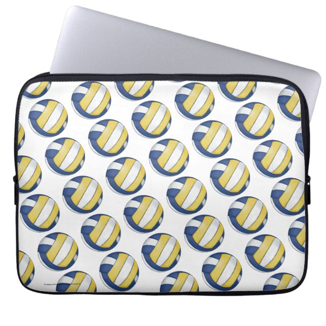 Capa Para Notebook Padrões de Voleibol Azul e Amarelo (Frente)
